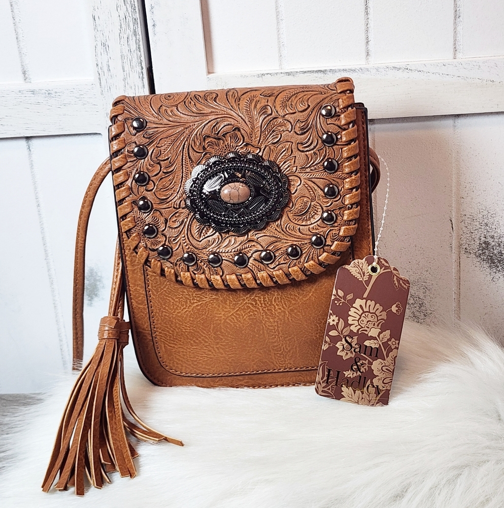 Sam & Hadley Embossed Leather Crossbody Bag
